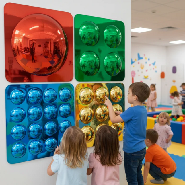 Coloured Assorted Convex Bubble Mirrors- Set of 4- 50cm | Sensory Mirror