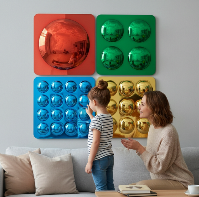 Coloured Assorted Convex Bubble Mirrors- Set of 4- 50cm | Sensory Mirror
