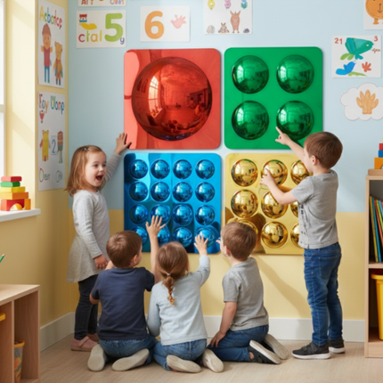 Coloured Assorted Convex Bubble Mirrors- Set of 4- 50cm | Sensory Mirror