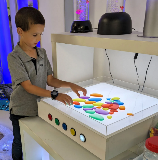 Sensory Light and Sand Table- Messy Play, Interactive Light Colour Changing Panel