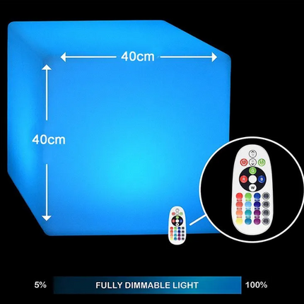 LED Colour Changing Cube Mood Light Seat Stool- Rechargeable- 30cm/40cm