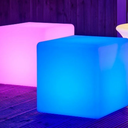 LED Colour Changing Cube Mood Light Seat Stool- Rechargeable- 30cm/40cm