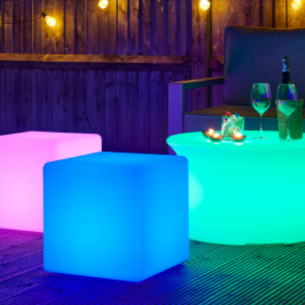 LED Colour Changing Cube Mood Light Seat Stool- Rechargeable- 30cm/40cm