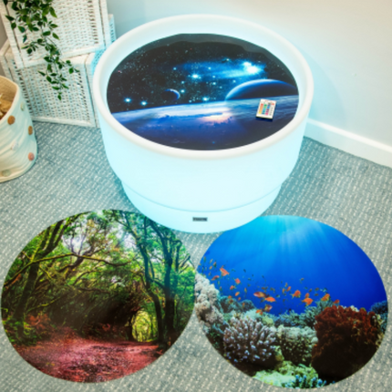 Tickit Standard/Low Sensory Colour Changing Mood Discovery Table + Themed Play Mats-Space, Under the Sea and Forest Options