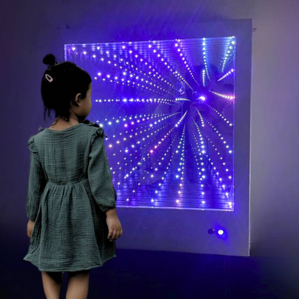 Fibre Optic Mega Infinity Panel Square - 75 × 64.5cm | Sensory Lighting | Large Sensory Tunnel Mirror