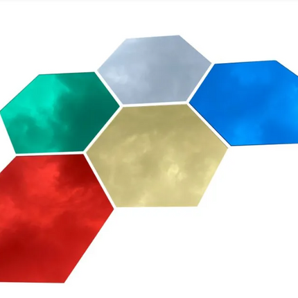 Coloured Acrylic Hexagon Mirrors- Set of 5- 30cm x 30cm per Shape