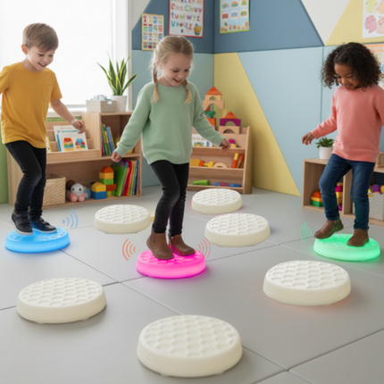 Light & Sound Sensory Stepping Stones - DoReMi & Farm Yard Interactive Floor Tiles – Set of 7