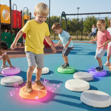 Light & Sound Sensory Stepping Stones - DoReMi & Farm Yard Interactive Floor Tiles – Set of 7