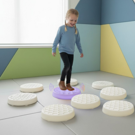 Light & Sound Sensory Stepping Stones - DoReMi & Farm Yard Interactive Floor Tiles – Set of 7