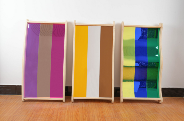 3 Colourful Acrylic Sensory Fun House Mirrors- 108cm x 62cm