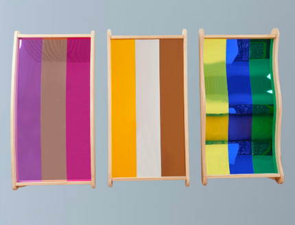 3 Colourful Acrylic Sensory Fun House Mirrors- 108cm x 62cm