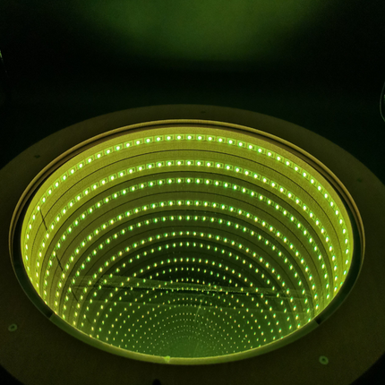 Sensory LED Wooden Frame Infinity Mirror Round with Remote Control – 50cm
