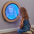 Sensory LED Wooden Frame Infinity Mirror Round with Remote Control – 50cm