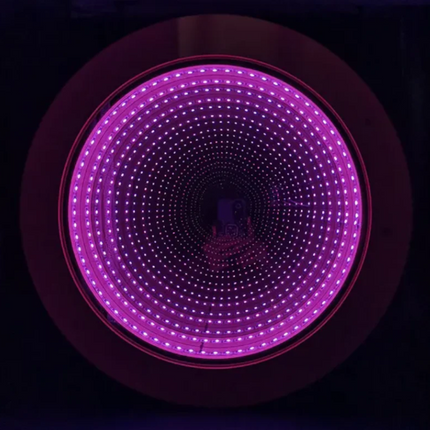 Sensory LED Wooden Frame Infinity Mirror Round with Remote Control – 50cm