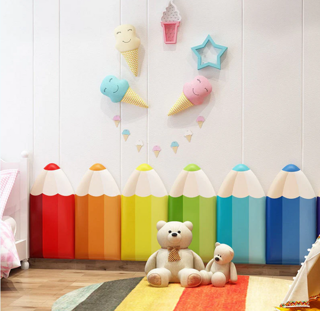 Coloured Pencil Padded Wall Panels – Set of 7 - 80cm x 40cm x 3cm