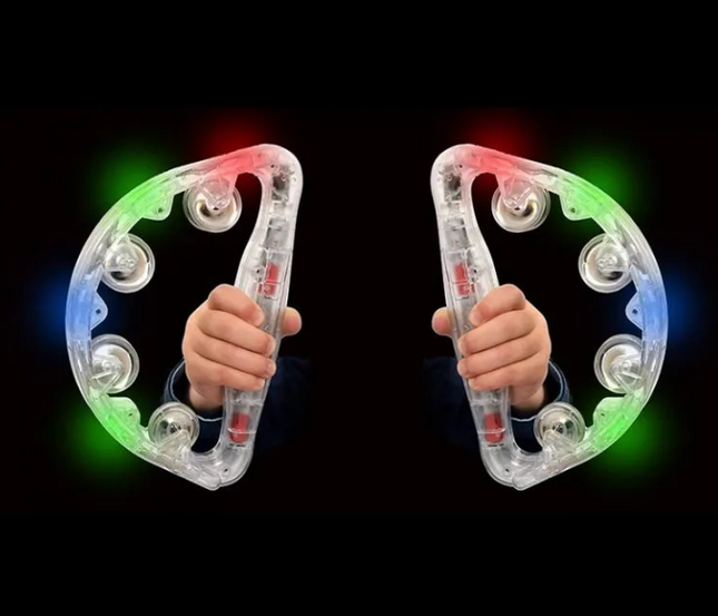 Sensory LED Light-Up Tambourines Music Toy- Single or Pack of 2