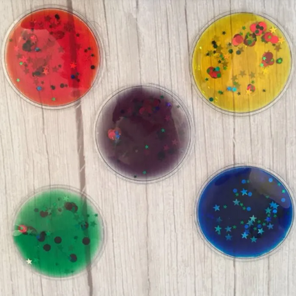 Sensory Squishy Glitter Sparkle & Colourful Liquid Gel Shapes- Set of 5