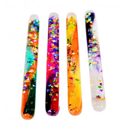 Small Sensory Handheld Glitter Acyrlic Tube Wand- Pack of 4
