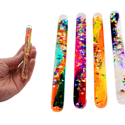 Small Sensory Handheld Glitter Acyrlic Tube Wand- Pack of 4