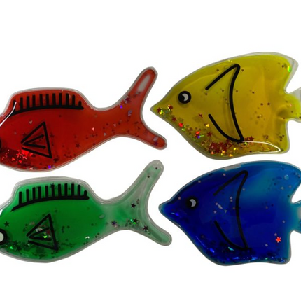 Colourful Sensory Glitter Liquid Gel Fish- Set of 4