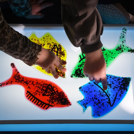 Colourful Sensory Glitter Liquid Gel Fish- Set of 4