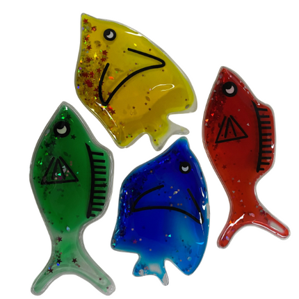 Colourful Sensory Glitter Liquid Gel Fish- Set of 4