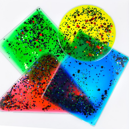 Colourful and Squidgy Tactile Sensory Liquid Gel Shapes - Set of 4