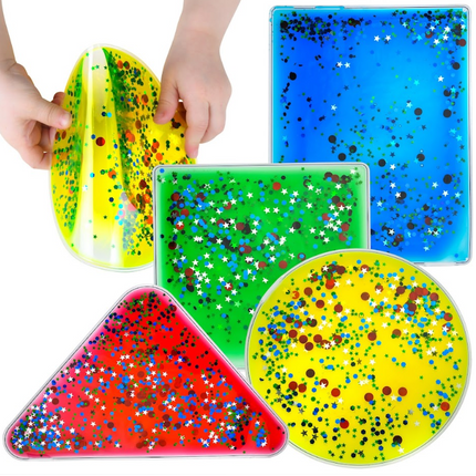 Colourful and Squidgy Tactile Sensory Liquid Gel Shapes - Set of 4