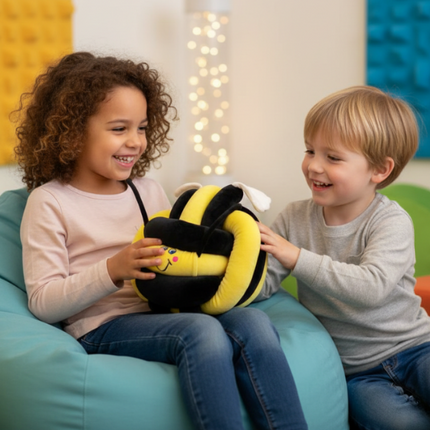 Vibrating Sensory Comfort Plush Cuddle Bee - 25cm x 25cm | Sensory | Squeeze | Squish | Hold | Regulation | Stimulation | SEN Rescource