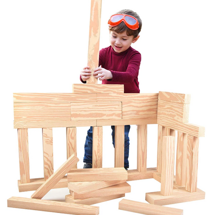 Foam Wooden Play Beams Building Blocks - 24 Pieces