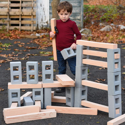 Foam Wooden Play Beams Building Blocks - 24 Pieces