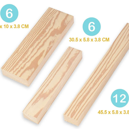 Foam Wooden Play Beams Building Blocks - 24 Pieces