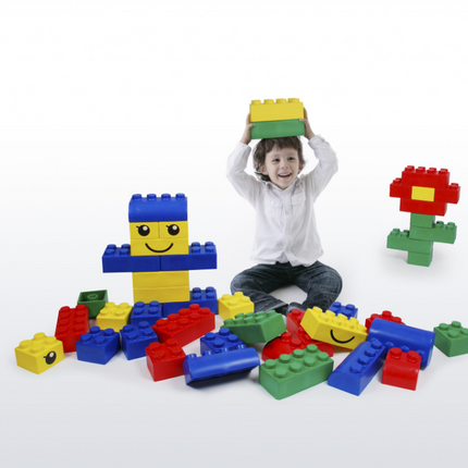 Giant Rubber Soft Blocks - Wise Big Block Play for Kids & Toddlers - 42 Pieces