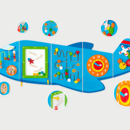 Aeroplane Activity Wall Play Panel - 5 Sections - 180cm x 60cm x 5cm