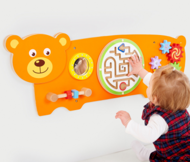 Bear Activity Wall Play Panel - 91cm x 32cm x 6cm