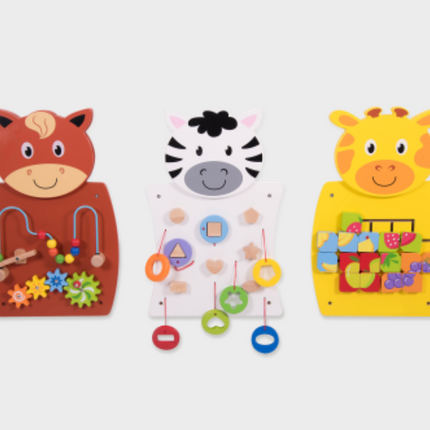 Animal Activity Wall Play Panel - Set of 3 - 36cm x 55cm x 3.5cm
