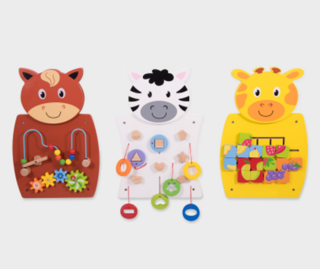 Animal Activity Wall Play Panel - Set of 3 - 36cm x 55cm x 3.5cm