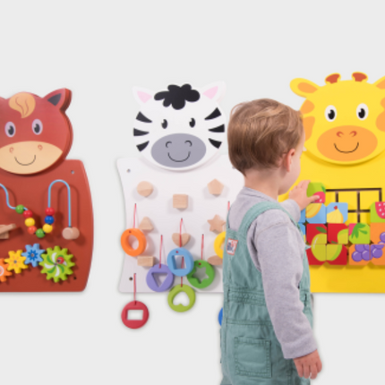 Animal Activity Wall Play Panel - Set of 3 - 36cm x 55cm x 3.5cm