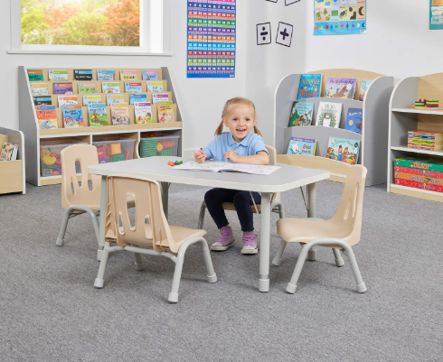 Modern Thrifty Rectangular Tables - Grey | Ages 2-8 years | 4-8 Seater | Classroom | Nursery Furniture