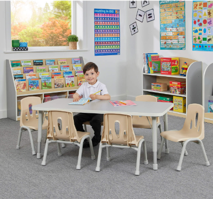 Modern Thrifty Rectangular Tables - Grey | Ages 2-8 years | 4-8 Seater | Classroom | Nursery Furniture