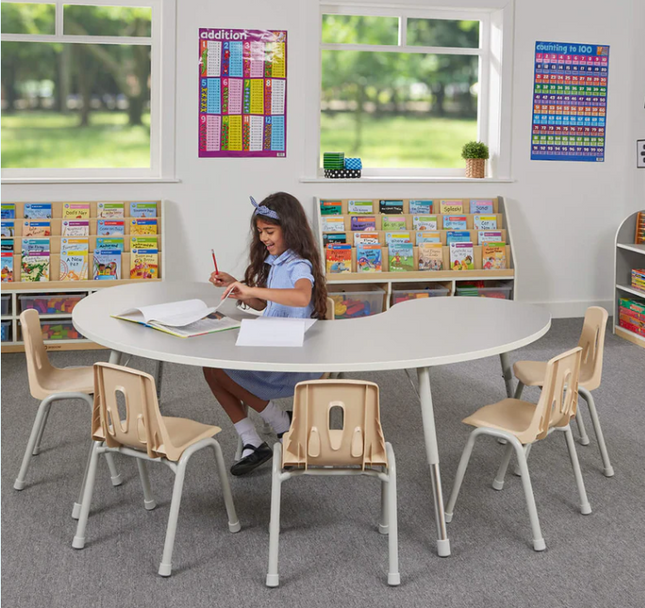 Modern Thrifty Group Table - Grey | Height Adjustable | Ages 2-8 years | 6 Seater | Classroom | Nursery Furniture