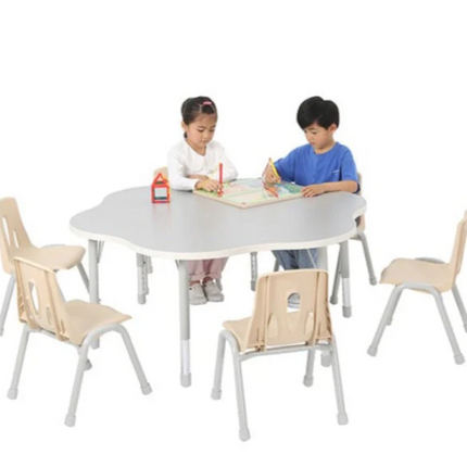 Modern Thrifty Flower Table - Grey | Height Adjustable | Ages 2-8 years | 6 Seater | Classroom | Nursery Furniture
