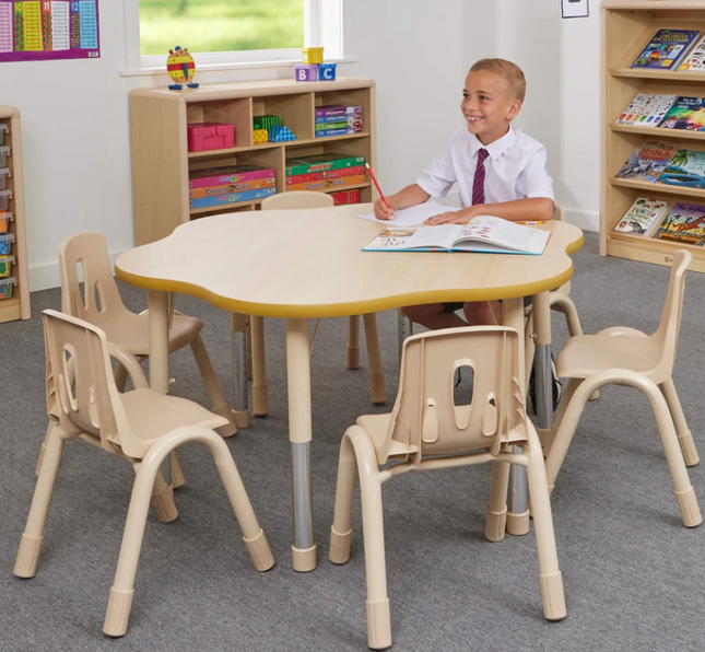 Elegant Height Adjustable Flower Table - Ages 2-11 years | 6 Seater | Classroom | Nursery Furniture
