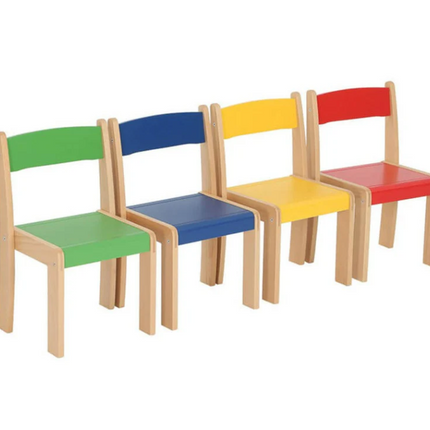 Solid Colourful Beechwood Nursery Stackable Chairs - Set of 4 | Classroom Furniture