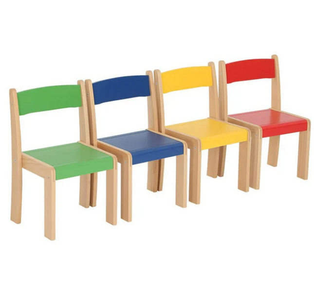Solid Colourful Beechwood Nursery Stackable Chairs - Set of 4 | Classroom Furniture