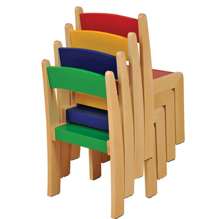 Solid Colourful Beechwood Nursery Stackable Chairs - Set of 4 | Classroom Furniture