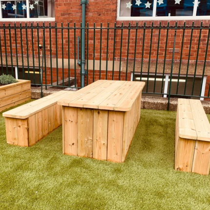 Outdoor Garden Chunky Table and Benches Set - 167.5 x 78 x 60 cm