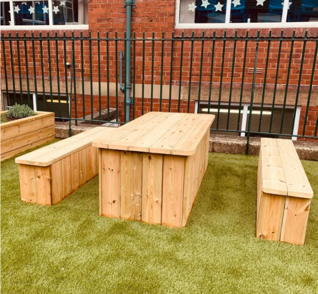 Outdoor Garden Chunky Table and Benches Set - 167.5 x 78 x 60 cm