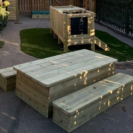Outdoor Garden Chunky Table and Benches Set - 167.5 x 78 x 60 cm
