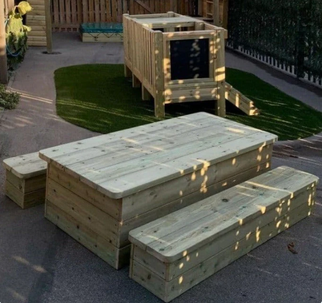 Outdoor Garden Chunky Table and Benches Set - 167.5 x 78 x 60 cm